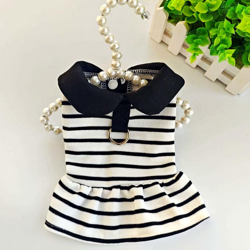 Striped Dog Vest Pet Dog Dress Dog Clothes for Small Dogs Chihuahua Bichon French Bulldog Bow Dog T Shirt Puppy Skirt