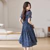 Light ripe floral dress women's  new middle-aged high-waisted waist thin medium and long skirt