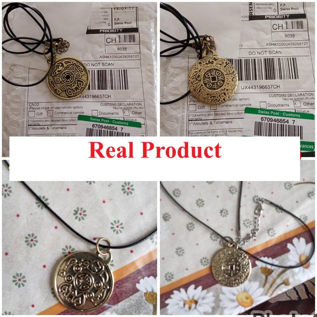 Russian Amulet Necklace Pendant Retro Vintage Protect Charm Talisman Powerful Wealth Success Health Luck Jewelry Unisex Men Women PU Leather Alloy