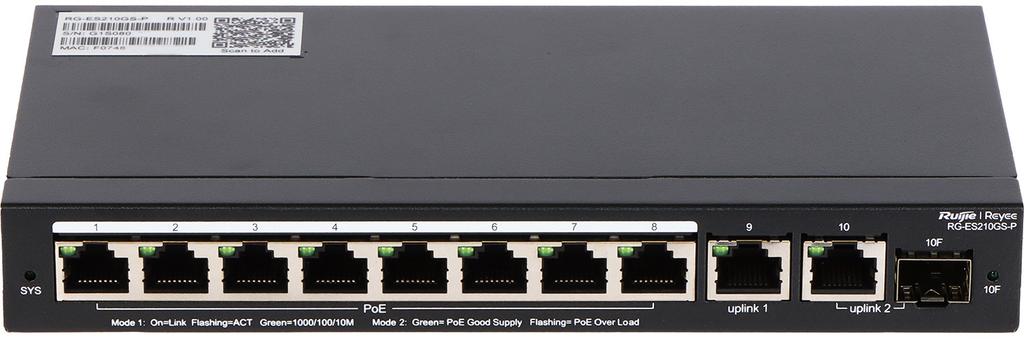 SWITCH POE RG-ES210GS-P 8PORTÝ REYEE