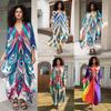 European & American Plus Size Printed Beach Cover-up Dress
