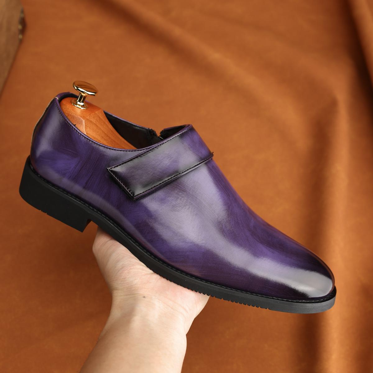 

Fashion New Luxury Designer Men s Glossy Patent Leather Wedding Forma Dress Shoes Male Driving Loafers Zapatos Hombre 46 фіолетовий
