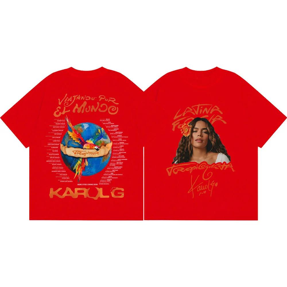Sängerin Karol G Tropicoqueta Tour 2026 T-Shirt Herren Damen Harajuku Y2k Ästhetische T-Shirts Sommer Mode Lässiges Oversized T-Shirt