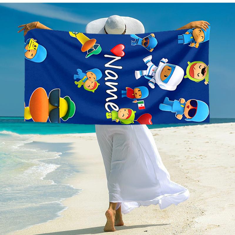 Personalized customized proof beach towel with Pocoyo pattern - soft, absorbent,quick-drying,perfect swimming,camping&bathing