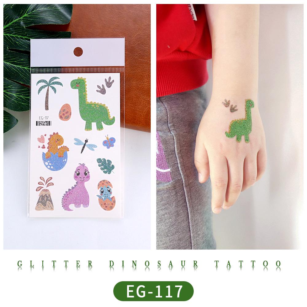 Ruikalong Glitter Animal Tattoo Stickers for Kids - Cartoon Dinosaurs, Water Transfer