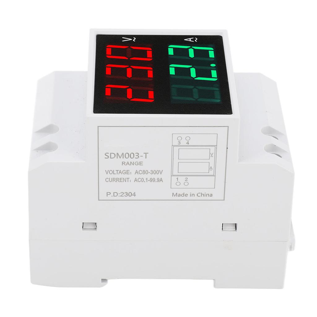 AC-DIN-Schienenmessgerät, einphasig, Dual-LED-Anzeige, Voltmeter, Amperemeter, Spannungs-/Strommessgerät, AC80?300V