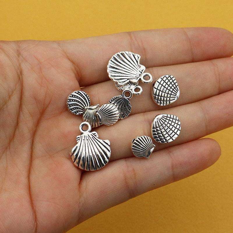 Beach Shell Silver Beads: Small Pendant, Earrings, Bracelets, Charms, and DIY Jewelry Ornaments for Shoes, Clothing, and Bags