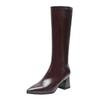 But Knee Boots Women's 2024 New Autumn and Winter High Heel Slim Long Boots Pointed Thick Heel Fashion High Leather Boots