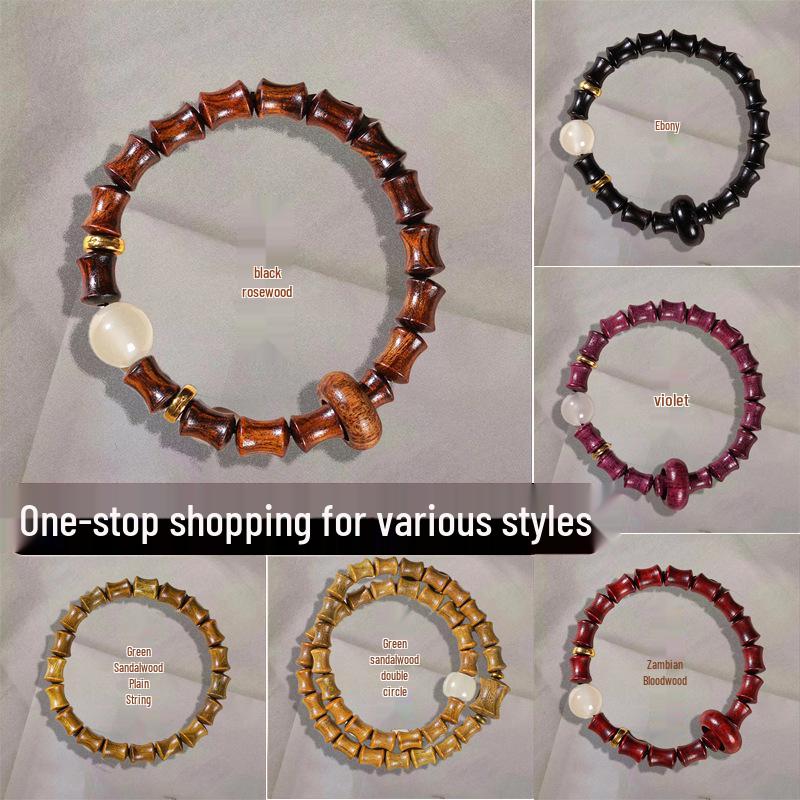 

Браслет из светящихся бусин из зеленого сандала с эбеновым грушевым деревом и сандаловыми четками в ретро-стиле