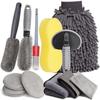 Soft Microfiber Towels 6/9/12Pcs Auto Detailing Kit Tire Brush Car Wash Sponge Wax Applicator Uses For Essential Car Care Tools