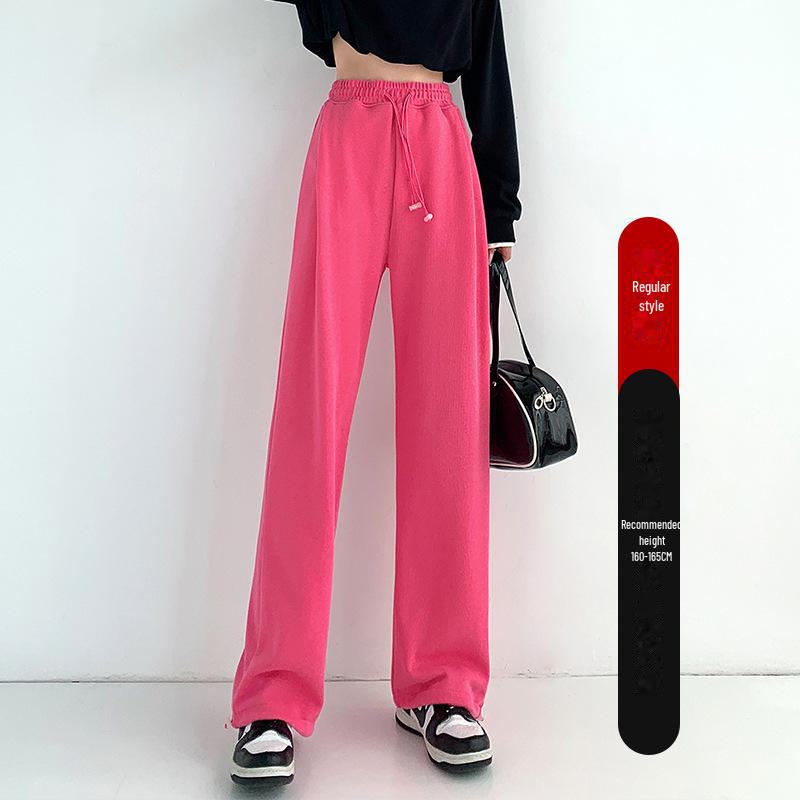 Women's American-Style High-Waist Wide-Leg Drawstring Sweatpants, 2024 Autumn Collection