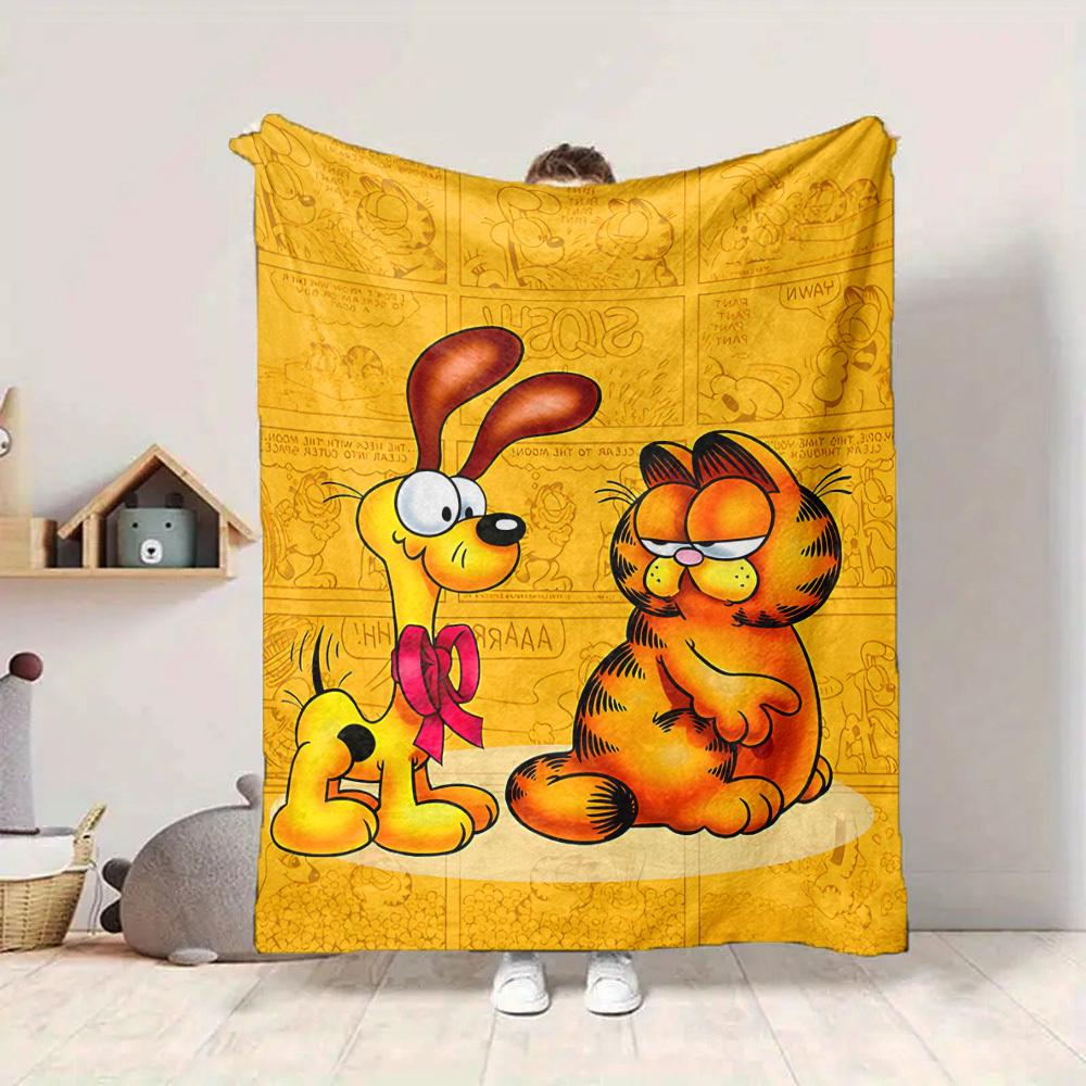 1pc Garfield Cartoon Comics Flannel Blanket, Soft Skin Friendly with Digital Printing, Various Sizes Available for Family, Friends, Birthday