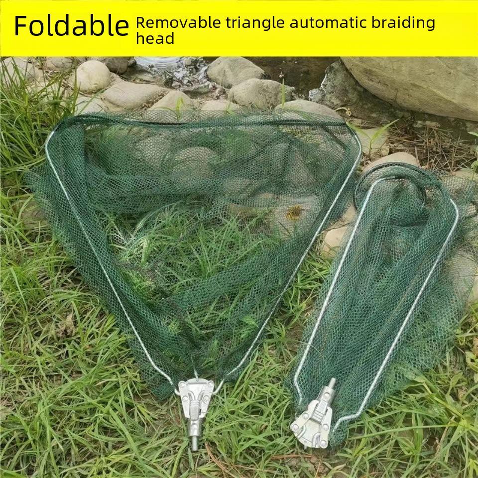 Foldable Detachable Triangle Fishing Net with Stainless Steel Rod