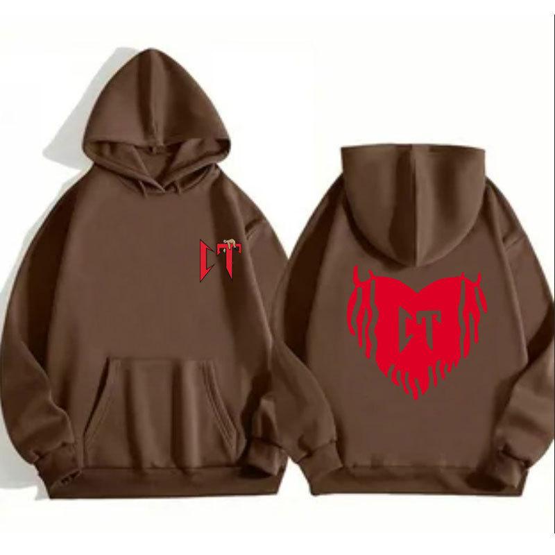 Ribbed bottom pendulum fashion printed sweatshirt loose hoodie autumn and winter men's and women's casual sports sweater top jacket