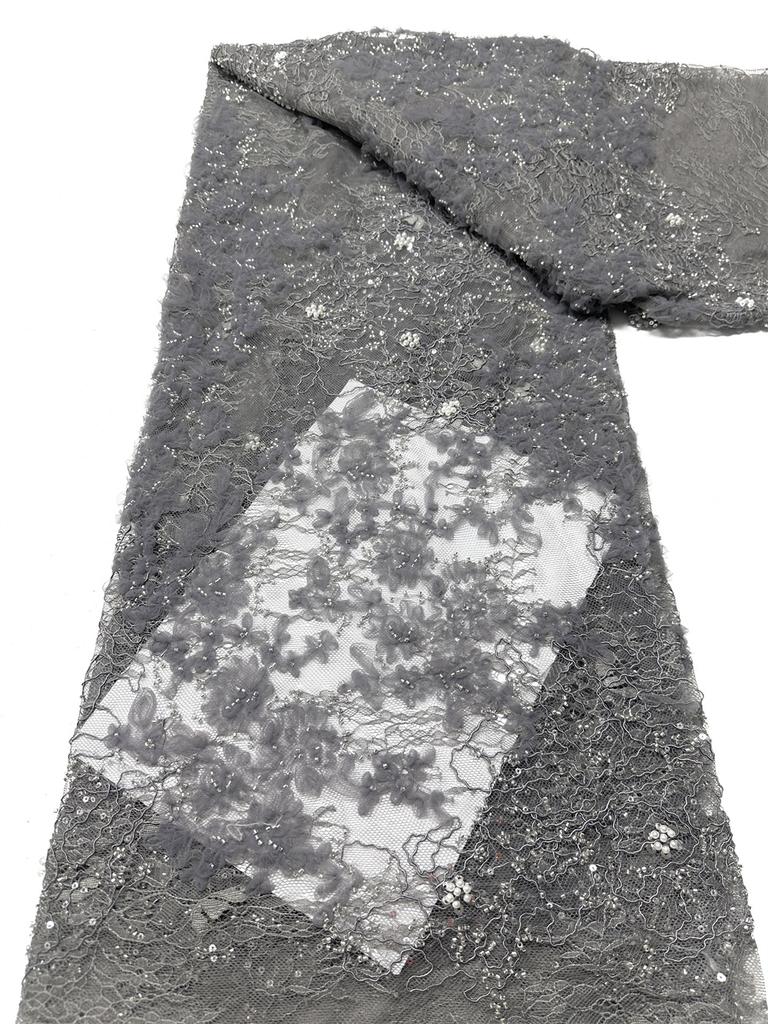 French Sequins Net 3d Lace Fabric 2026 High Quality African Lace Embroidered Nigerian Tulle Lace 5 Yards For Sewing Party Dress