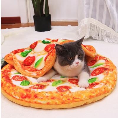 Lustiges Pizza-Katzenbett und Decke, Haus für Katzen, Kätzchen und kleine Hunde, Katzen-Hunde-Schlafunterlage, Betthaus, lustiges Futter-Design-Haustiernest