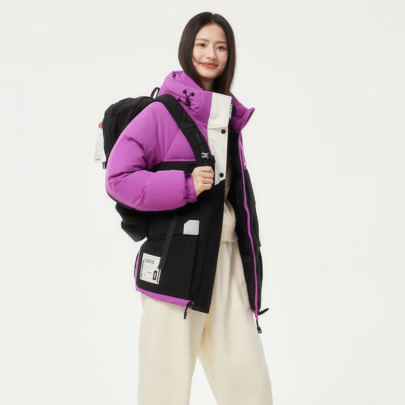Tanboer Women's Color-Block Hooded Down Jacket