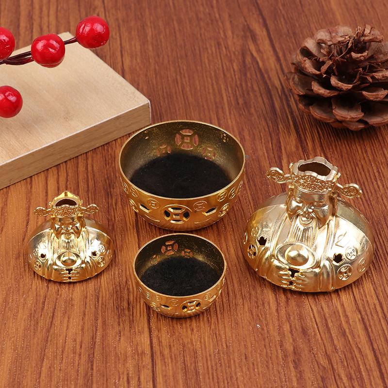1Pc Alloy Wealth God Incense Burner With Exquisite Yuanbao Carvings Burner Without Incense Yoga Meditation Home Decoration