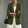 Women's Color Notched Lapel Long Sleeve with Button Closure and Pockets