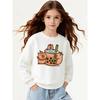 Kids Sweatshirt , Crew Neck Fashion Top, Fun "Cute Bear Bubble Tea" Patterned Sweatshirt, Suitable for Everyday Casual Wear