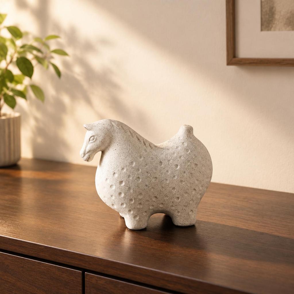 Abstract Horse Sculpture Textured Spotted Figurine Stable Cabinet Decorative for