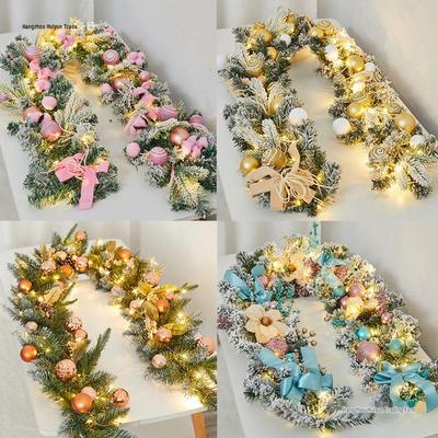 Encrypted Snowflake Rattan Christmas Decorations for Windows, Doors, and Stair Handrails