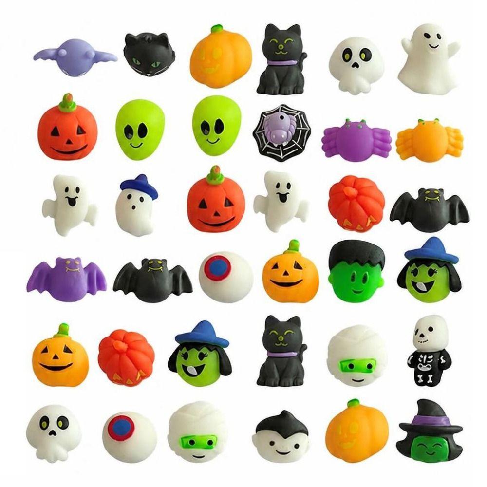 24/36Pcs/Set Mini Ghost Squishy Toy Random Realistic Pumpkin Pinch TPR Fidget Toy Set Party Favor