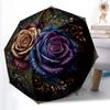 1pc Sturdy 8-Bone Auto Umbrella, Velvet Rose Hues Umbrella, Digital Printed, Foldable Umbrella for On-the-Go Outdoor Use