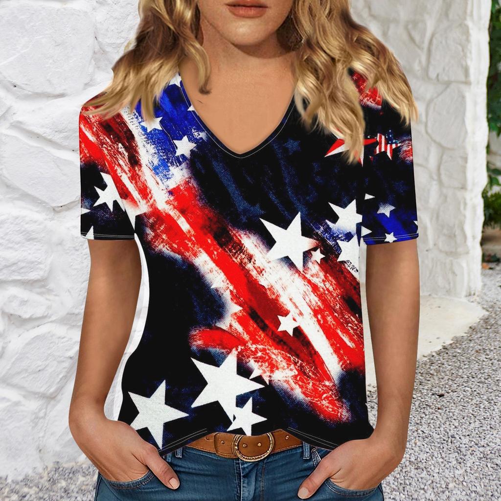 Trička s krátkým rukávem a výstřihem do V pro ženy, módní topy, moderní lehký měkký ležérní letní top