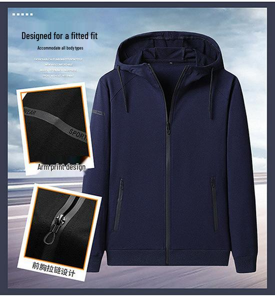 Men's Plus Size Pure Cotton Hoodie Cardigan: Spring/Autumn, Casual Knit Jacket, Trendy Sportswear.