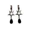 Mysterious Gothic Sliver Color Hollowed-out Five-pointed Star Red Teardrop Glass Crystal Pendant Hoop Earrings for Women Jewelry