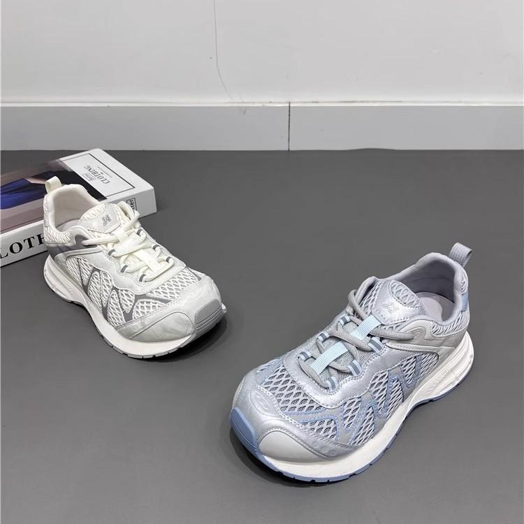 Leather Platform Sneakers Women's 2025 Summer New Mesh Breathable and Lightweight Outdoor Mountaineering Running Dad Shoes