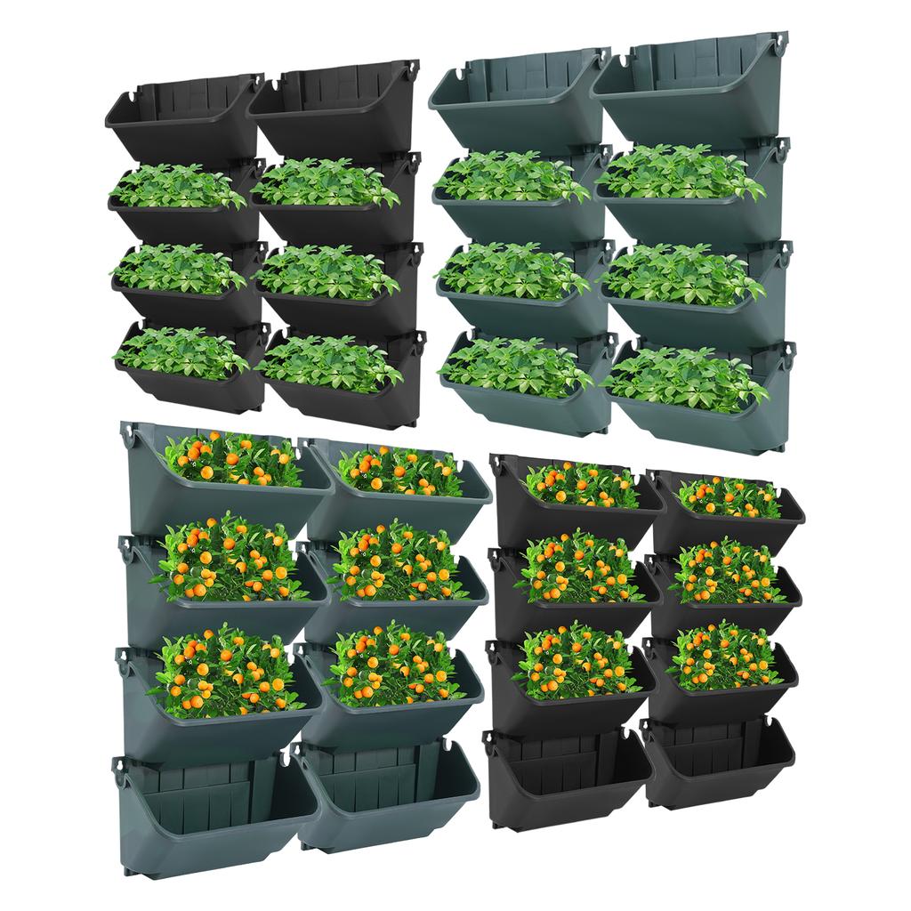 24 Pots Hanging Vertical Garden Planter,13inch Outdoor/Indoor Wall Mounted Plant Pot,Stackable Planter for Flower Vegetable