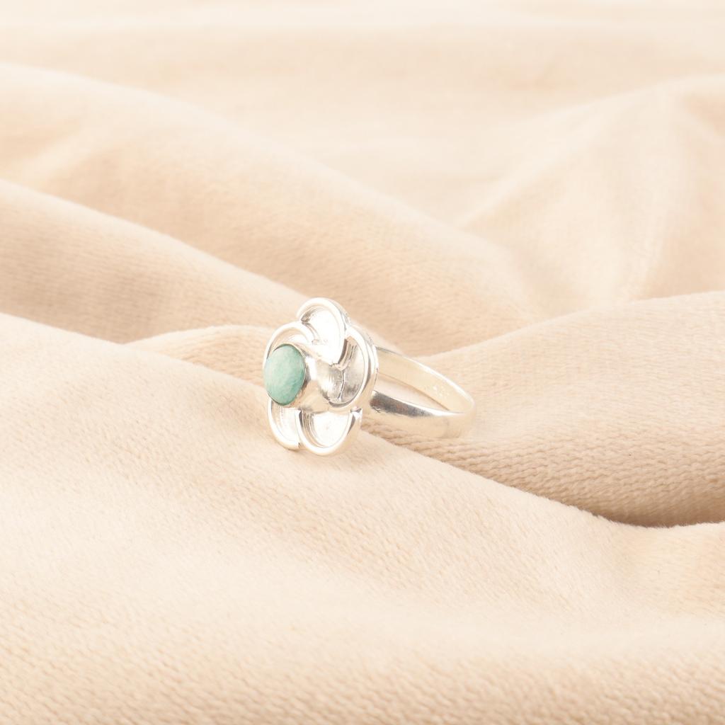 Sisters Day Sale Amazonite Gemstone Trendy Boho Cocktail Ring Jewelry 925 Silver RR-51-33