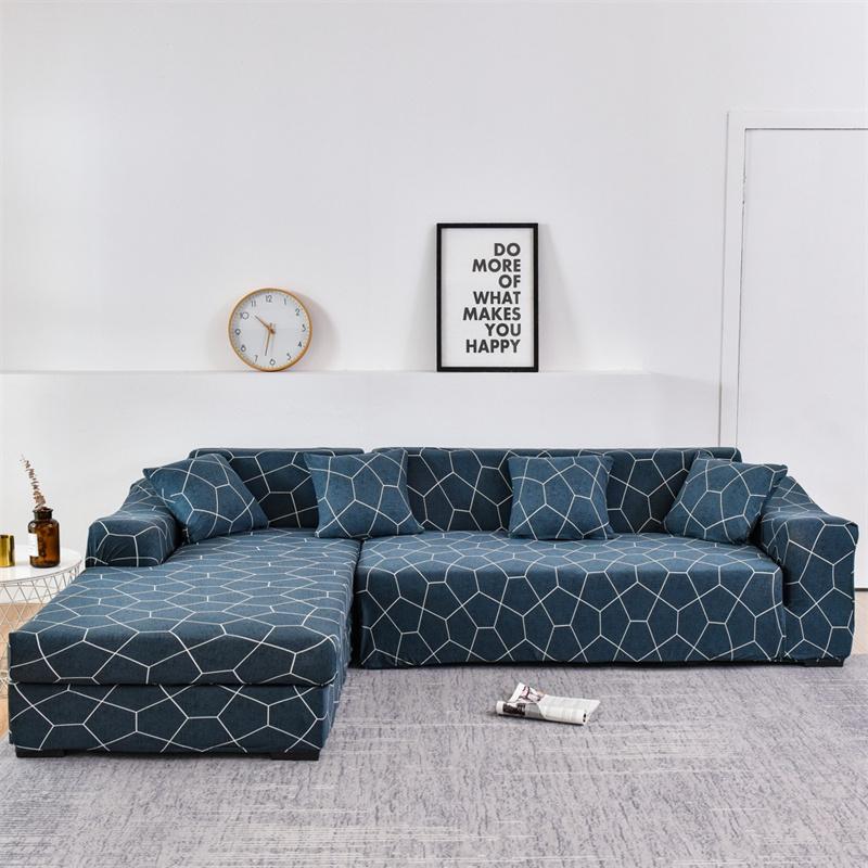 Geometric Elastic Sofa Cover Slipcovers L-Shaped Corner Sofa Couch Cover Armchair Sofa Cover 1/2/3/4 Seater for Living Room 1PC