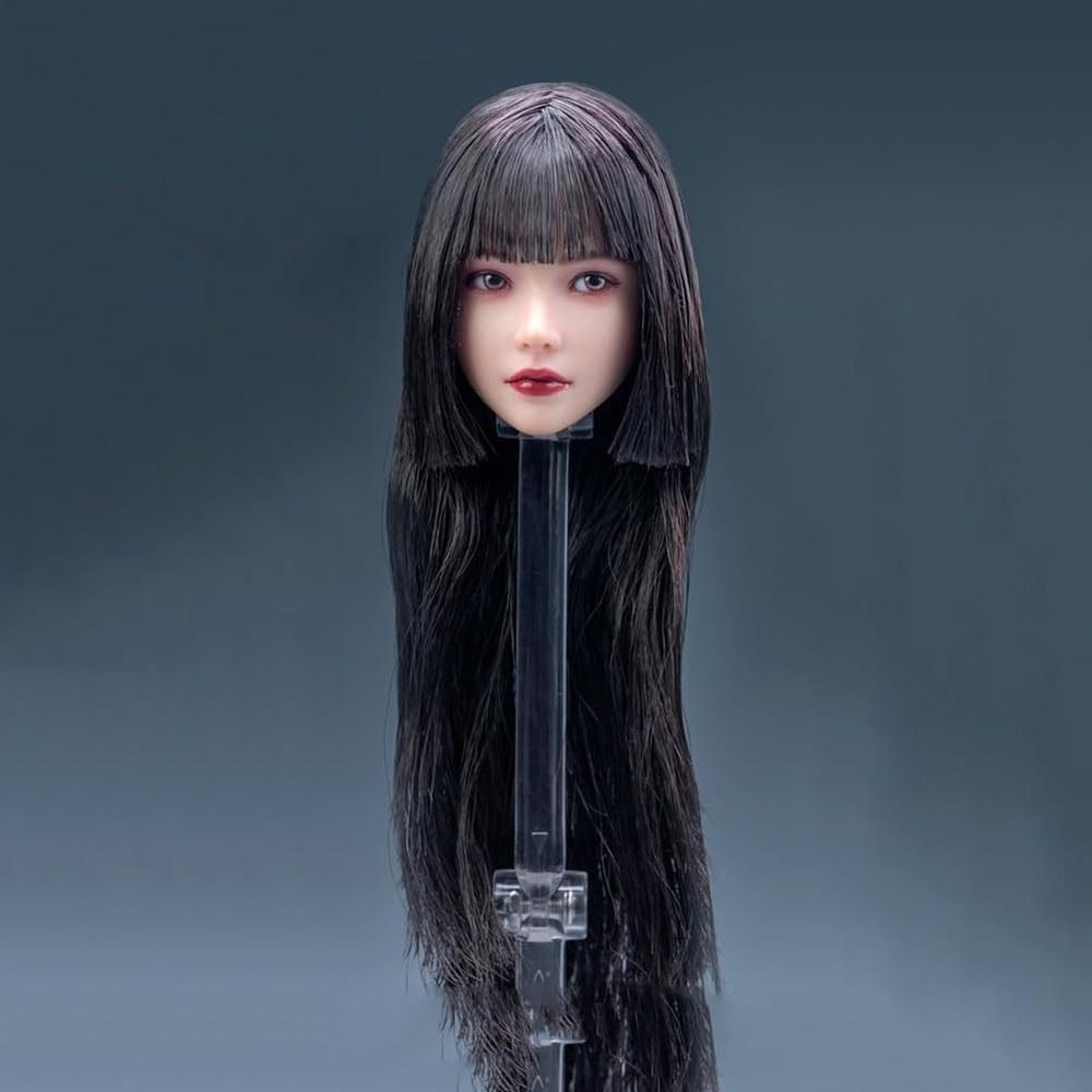 Fremego 1/6 Scale Female Head Sculpt Beauty Girl Hair Implant Carving 12-inch Action Figure Princess Hair Collection