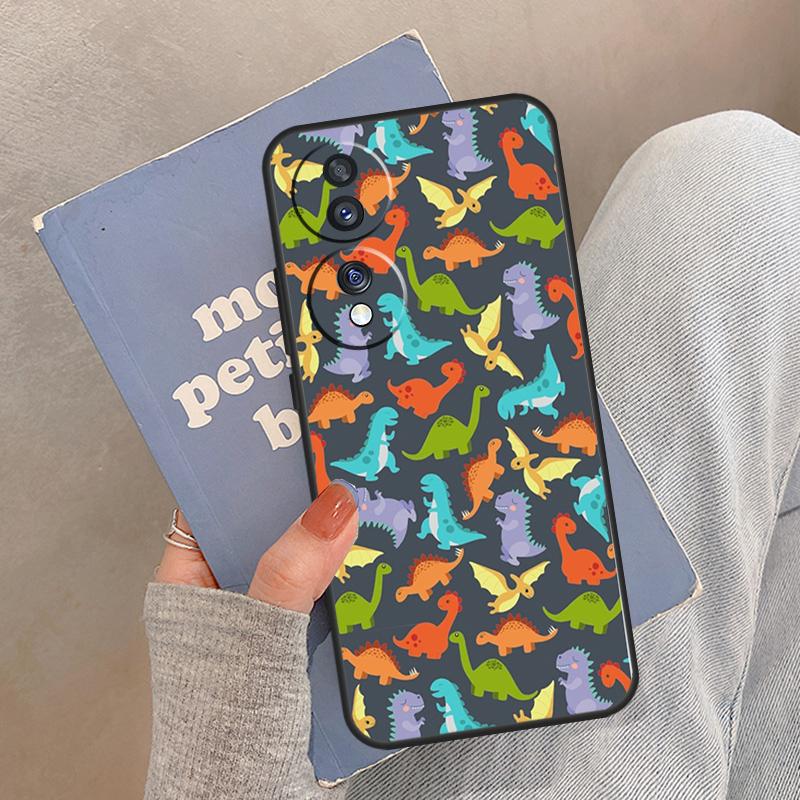 Dino King Floral Dinosaur Case For Honor Magic 5 6 7 8 Pro Cover For Honor 200 400 Lite 50 70 90 X8a X8b X9a X9b X9c