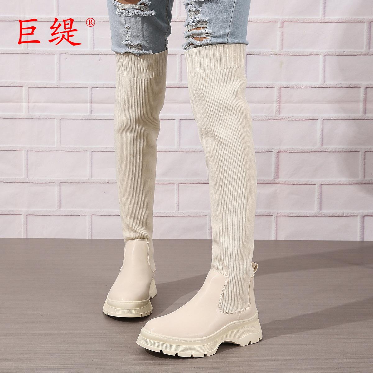 

Giant Ti 2025 autumn and winter new foreign trade large size knee boots WISH Amazon Europe beautiful women s long leather boots 41 бежевый