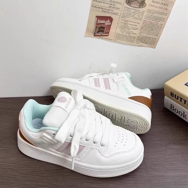 White Powder Moon Thick Sole Letter Low-top Men's and Women's Board Shoes Guochao Niche Design Casual Couple Bread Shoes