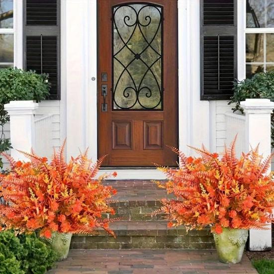 Autumn Artificial Flowers Outdoor Fake Plants UV Resistant Faux Flower In Bulk for Hanging Planters Porch Garden Vase Window Box
