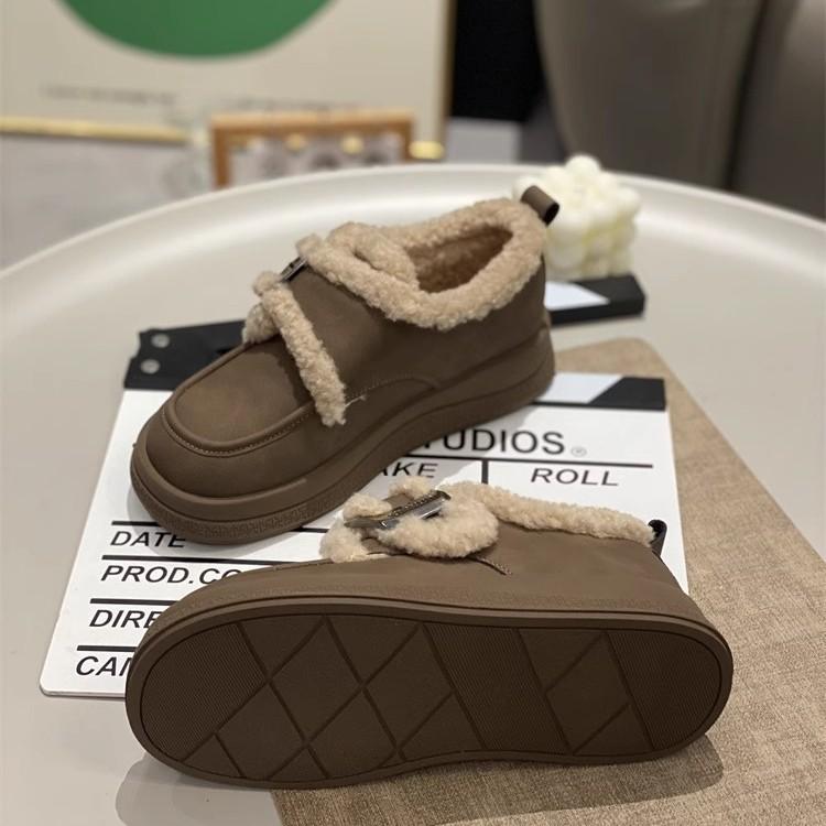 Velvet cotton shoes women's 2025 autumn and winter new Korean version outside wear Internet celebrity snow boots lamb wool platform explosion casual