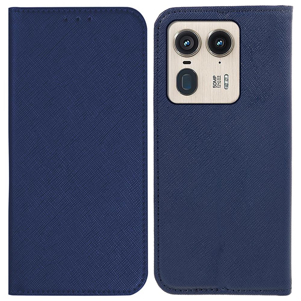 

For Motorola Edge 50 Ultra 5G/Moto X50 Ultra 5G Case Cross Texture PU Leather Phone Cover Dark Blue