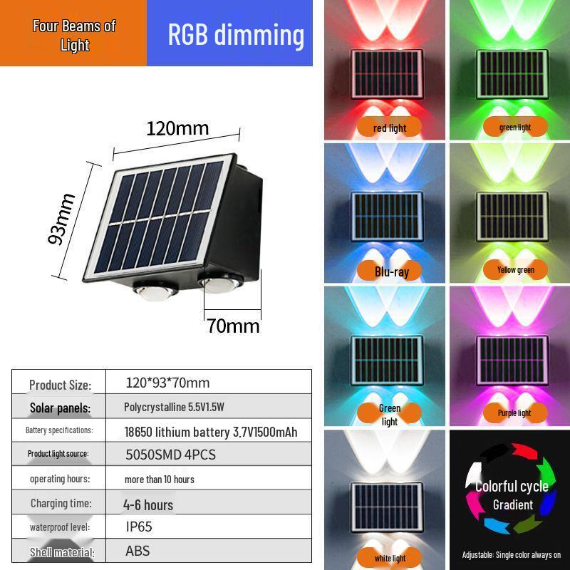 Wasserdichte Solar-Wandleuchte für Außenhof, Garten, Balkon und Terrasse