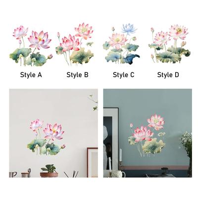 Lotus Wall Sticker Elegant Art Sticker Easily Install Accessories Wear Resistant Livingroom Wall Decal Home Decoration for Door