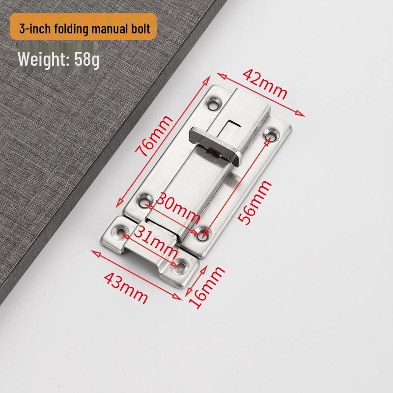 Stainless Steel Double-Ended Self-Rebounding Anti-Theft Door Lock for Bathroom and Windows