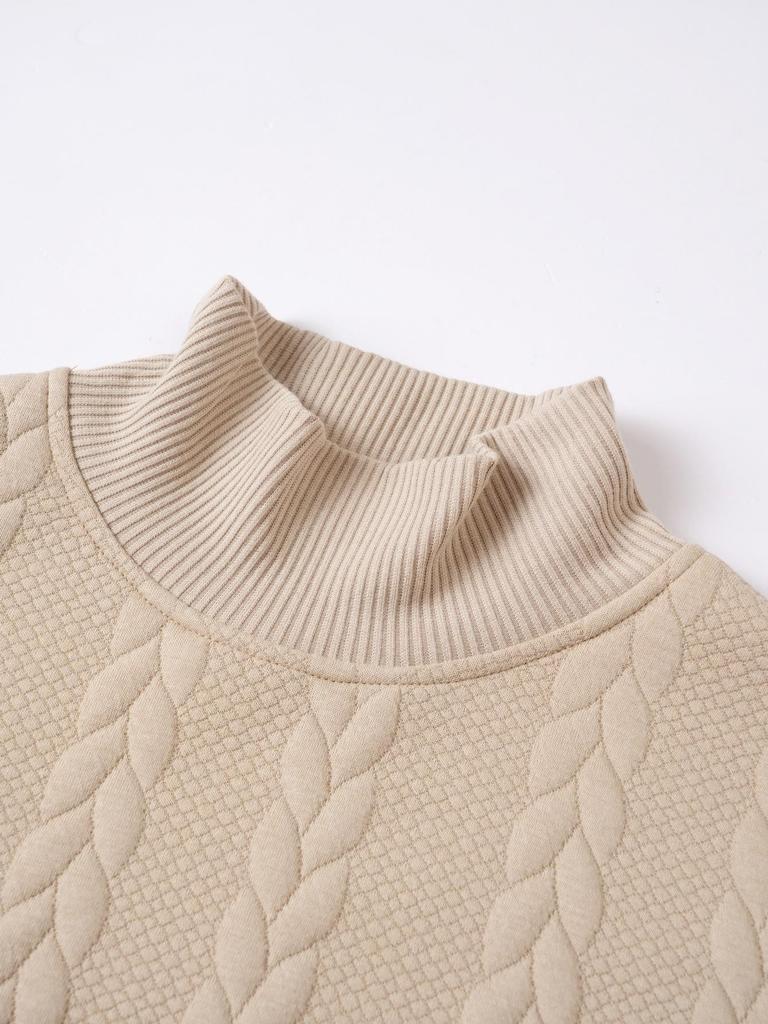 European Men's High Collar Jacquard Sweater - Solid Color, Autumn/Winter Fashion