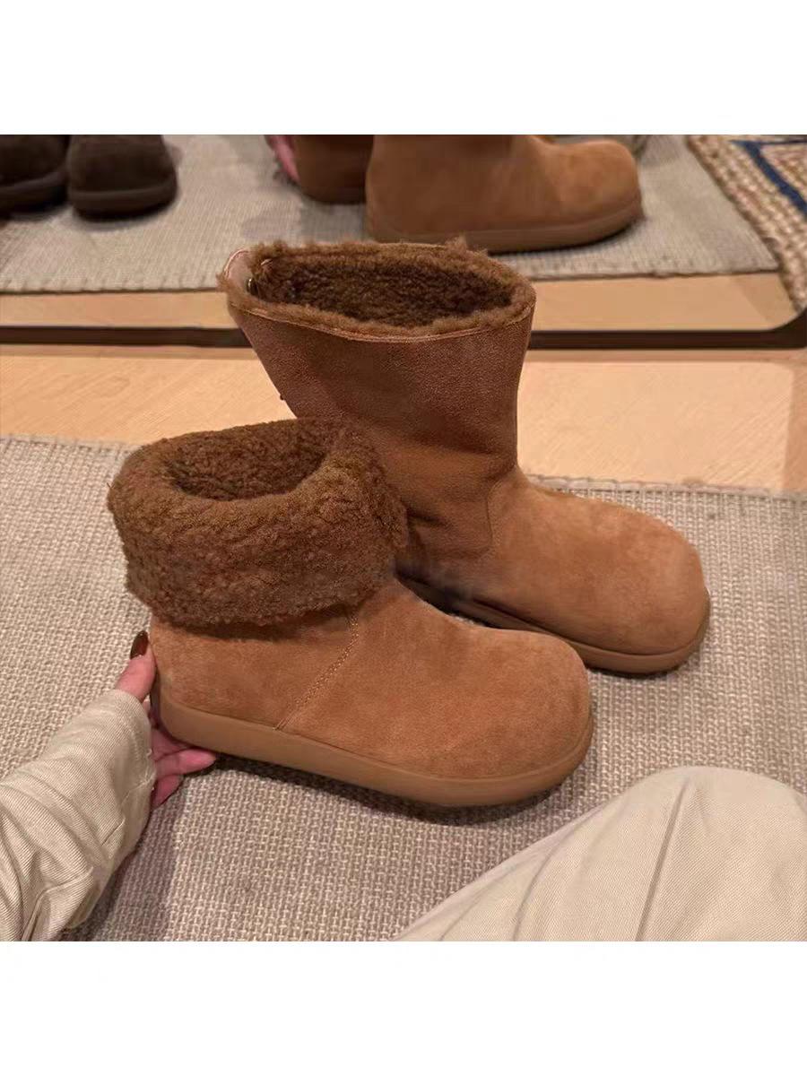 

Маленький обогреватель зимой! Гигантские теплые 2025 новые ботинки из бархата с головой манго в корейском стиле, на высокой платформе, из хлопка, два варианта носки, зимние ботинки 40 коричневый