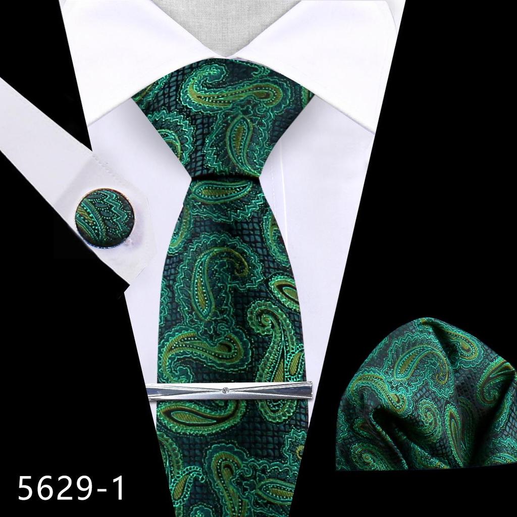 Men's Premium Polyester Tie, Pocket Square & Cufflink Set for Formal Events