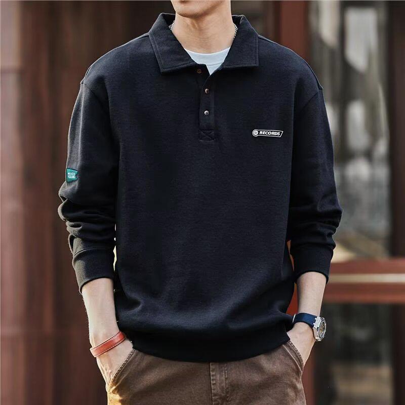 2025 Spring/Autumn Korean Style Trendy Polo Collar Hoodie: Youthful Men's Fashion, Loose Fit, Casual Long Sleeve Top