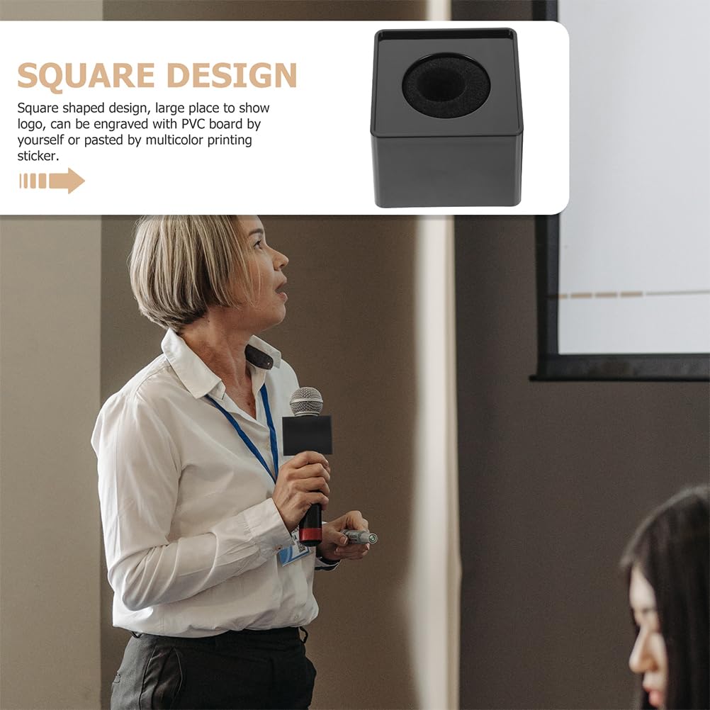 Lurrose Microphone Set of ABS Lightweight Microphone Flags for Interview Microphone Stand X X 2 Inches Logo, 4, Microphones, Accessories, Black,